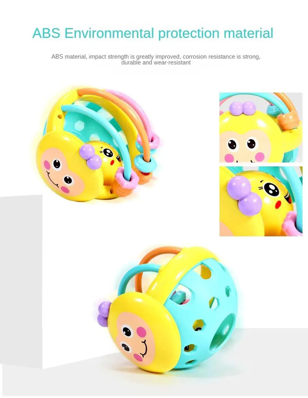 1 Pc 10cm Baby Toy Catch Ball Bendy Baby Walker Rattles Develop Intelligence Ball 0-12 Months Plastic Bell Rattle Doll ALPENZO
