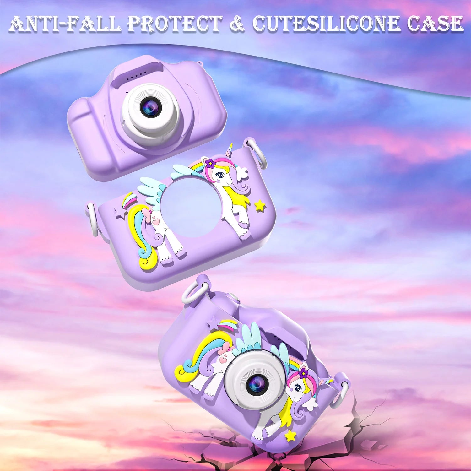 Kids Mini Camera Cartoon Unicorn Toys for Girls Boys Birthday Gifts 1080P HD 2inch Screen With 32G SD Card Record Life Camera ALPENZO