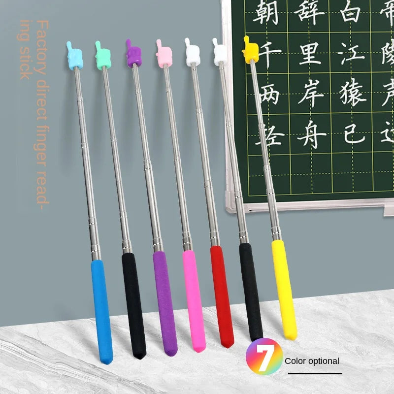 Retractable Teacher Pointer Finger Design StainlessSteel Telescopic School Teaching Pointer Stick Teacher Supplies for Classroom ALPENZO