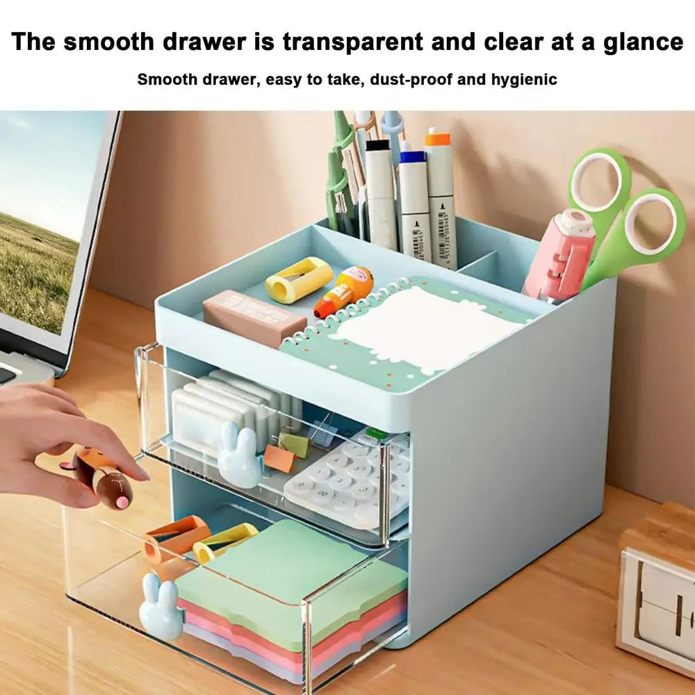Small Desk Organizer With Drawer, Office Desktop Storage Box, Makeup Organizer, Business Card/Pen/Pencil/Mobile Phone/Stationery ALPENZO