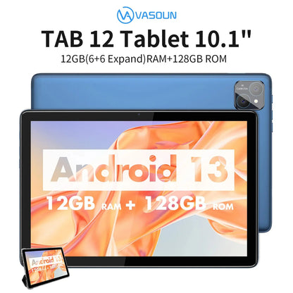 VASOUN Android 14 Tablet 10.1", 12GB(6+6 Expand) RAM, 128GB ROM, Octa Core, Dual SIM 4G Unlocked With 2.4G/5G WiFi GPS - ALPENZO