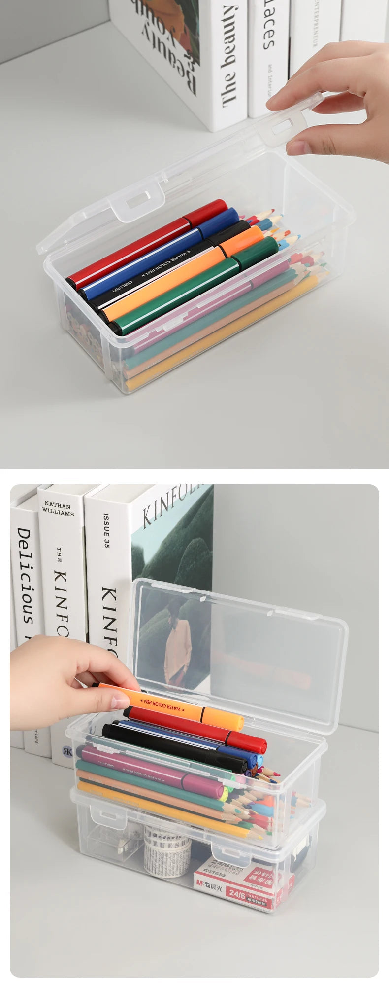 Large Capacity Transparent Stationery Case Pencil Storage Colour Pencil Storage Children's Crayon Painting Sketching Pencil Bag ALPENZO