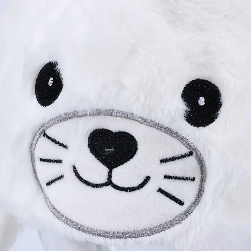 Seal Animal Ear Move Hat White Plush Bunny Ears Moving Jumping Up Toys Dress Up Funny Cosplay Party for Kids Christmas Gift ALPENZO