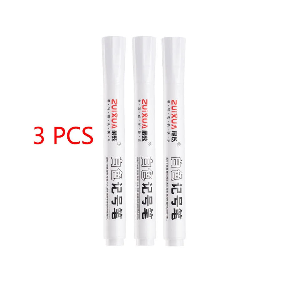1/3/5/10pcs White Marker Pens set 2.0mm Oily Waterproof  Gel Pen  Graffiti Sketching Marker Stationery Writing  School supplies ALPENZO
