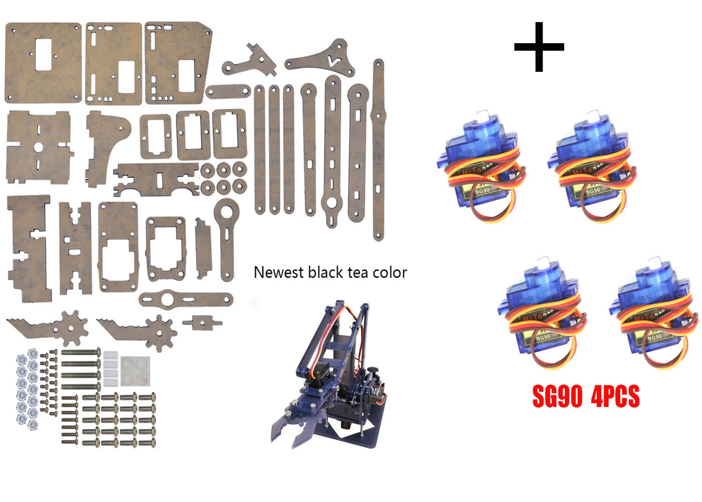 SG90 MG90S 4 Dof Unassembly Acrylic Mechanical Robot Manipulator Claw Kit For Arduino Robot Arm STEAM Kit Programming Robot Arm ALPENZO