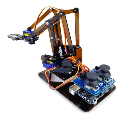SG90 MG90S 4 Dof Unassembly Acrylic Mechanical Robot Manipulator Claw Kit For Arduino Robot Arm STEAM Kit Programming Robot Arm ALPENZO