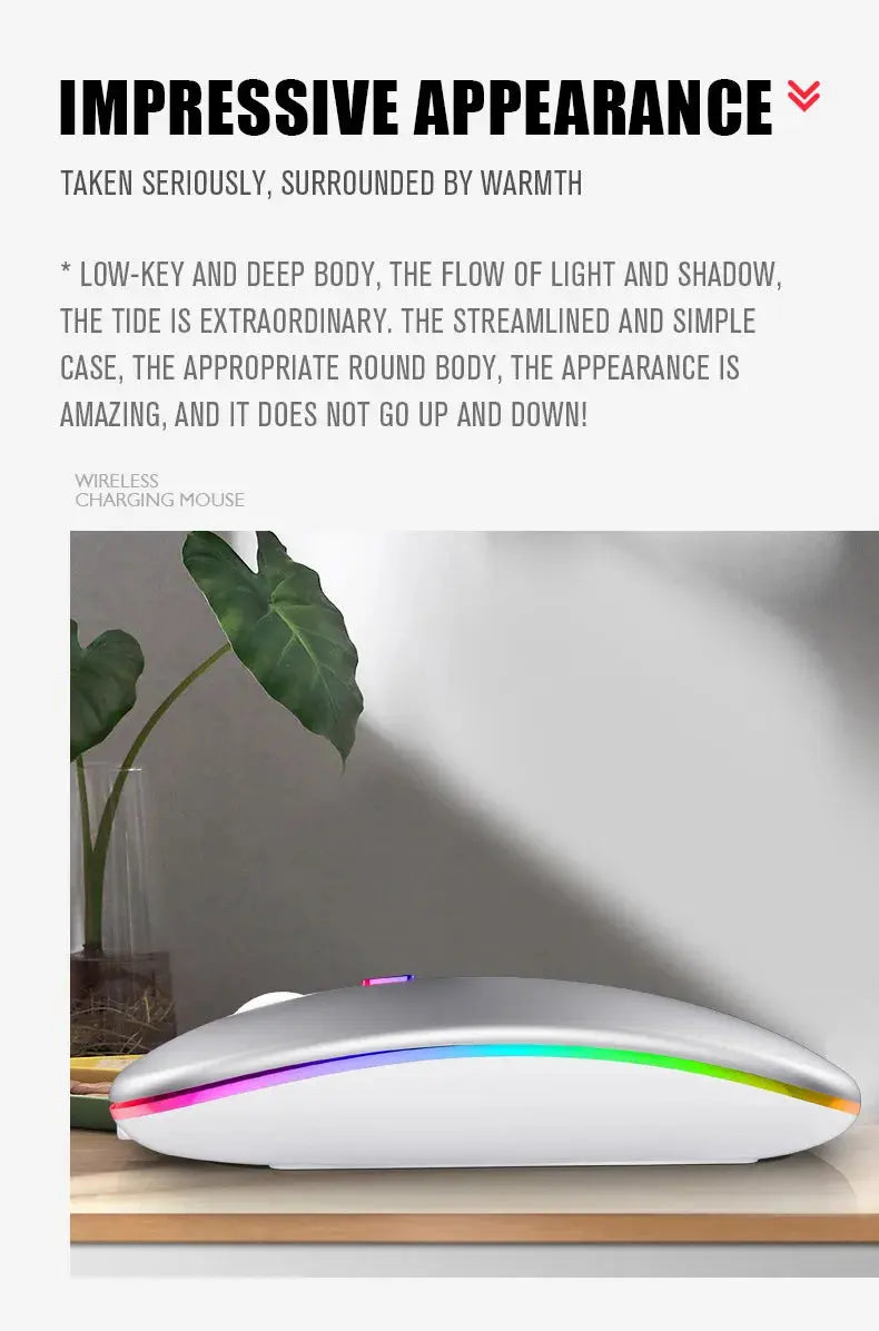 Tablet Phone Computer Bluetooth Wireless Mouse Rechargeable RGB Backlight Mice for iPad PC Laptop Tablet Phone 2.4GHz USB Mouse - ALPENZO