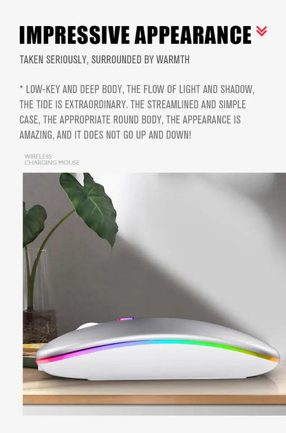 Tablet Phone Computer Bluetooth Wireless Mouse Rechargeable RGB Backlight Mice for iPad PC Laptop Tablet Phone 2.4GHz USB Mouse - ALPENZO