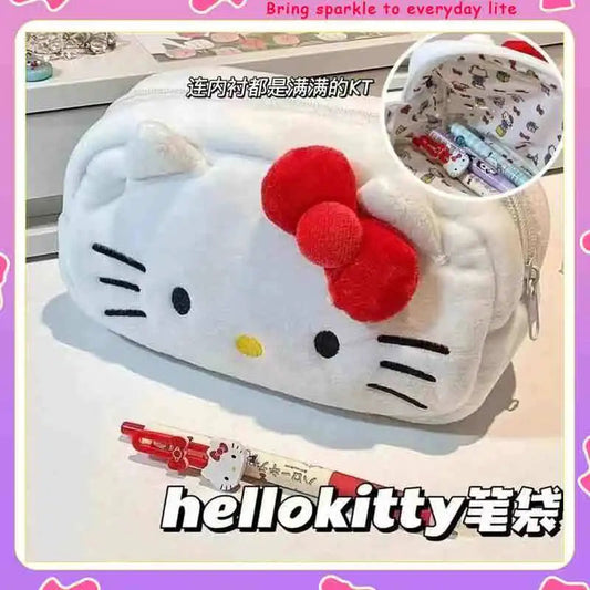 Japanese Cat Pen Bag Cute Printed Cartoon Plush Student Pen Bag Simple And Fashionable Multi Functional Large Capacity Storage ALPENZO
