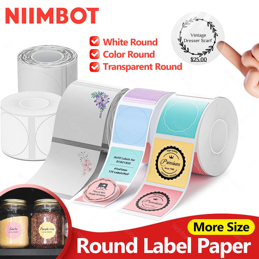 NiiMBOT B21 B1 B3S Round Label Printing Sticker Self-adhesive Thermal Waterproof Digital Number Cake Sealing Sticker Paper ALPENZO