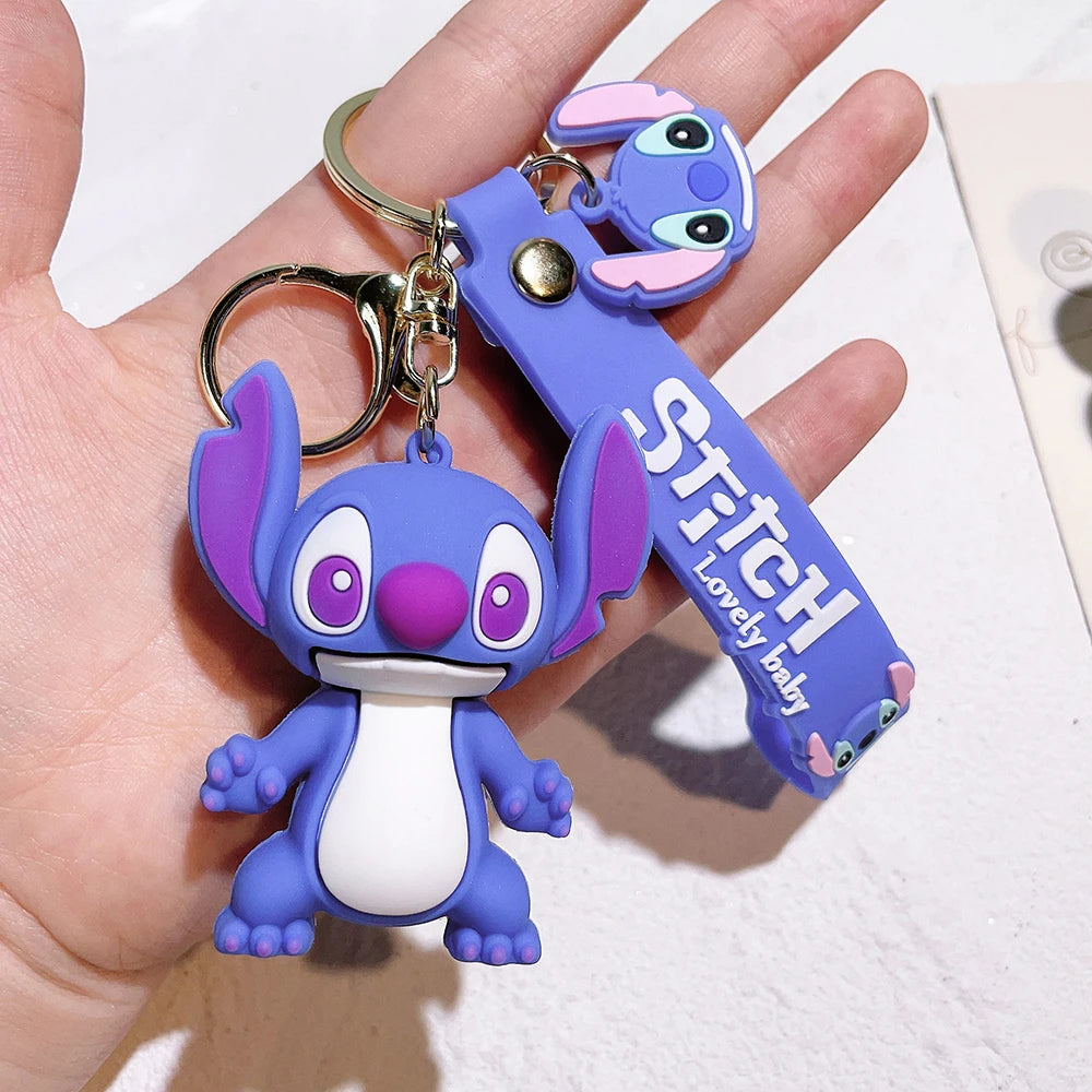 Lilo & Stitch Toys Keychian Anime Stitch Pendant Keychain Sweet Pink Angel Keychians Women Car Keyring Girl Birthday Gift ALPENZO