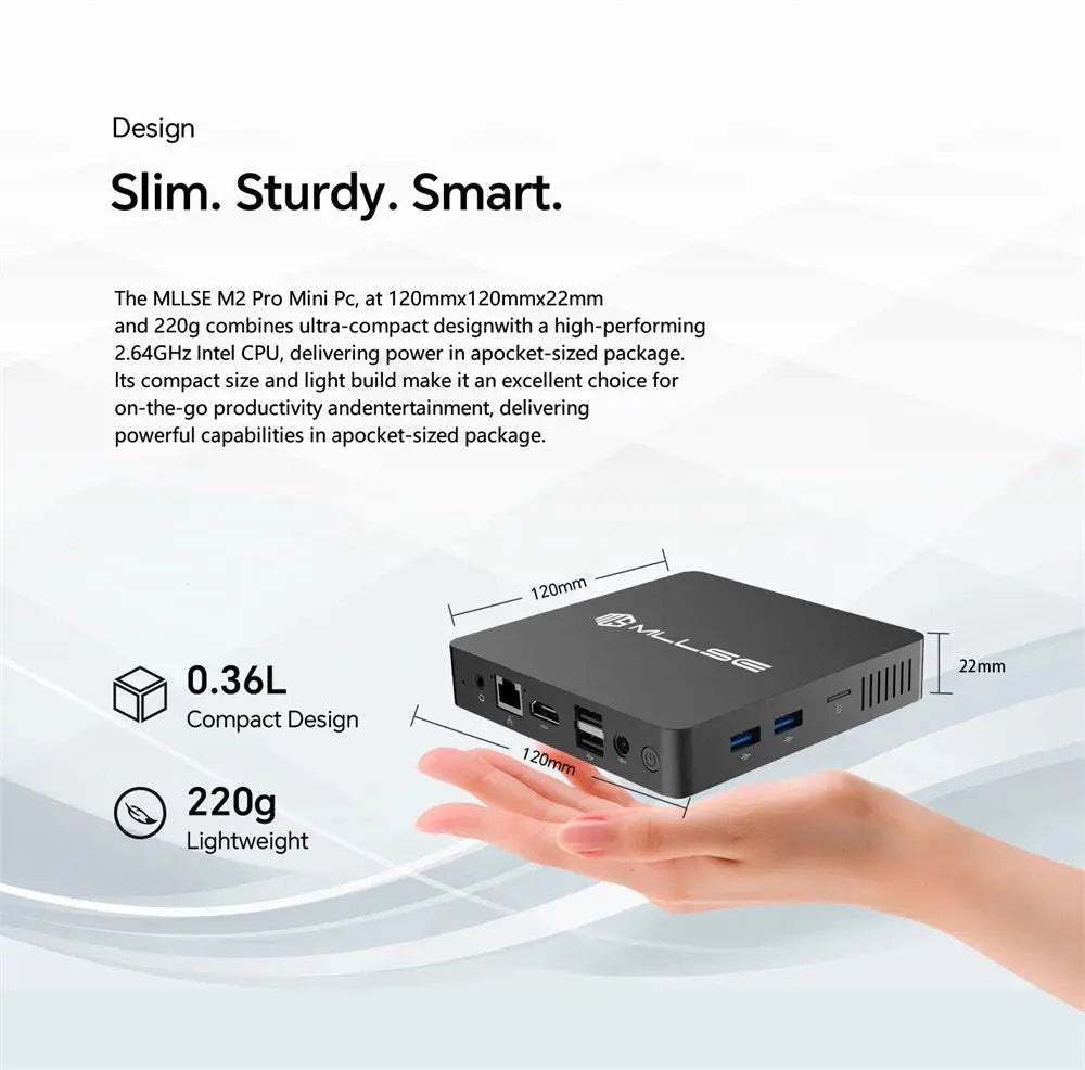 MLLSE Mini PC M2 Air Intel Gemini Lake N4000 Windows 11 6GB RAM 128GB ROM Dual-Band WiFi Bluetooth USB Mini Computer - ALPENZO