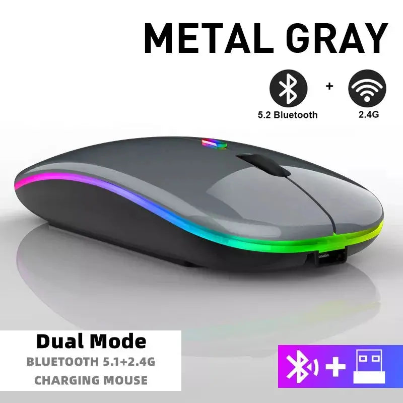 Tablet Phone Computer Bluetooth Wireless Mouse Rechargeable RGB Backlight Mice for iPad PC Laptop Tablet Phone 2.4GHz USB Mouse - ALPENZO