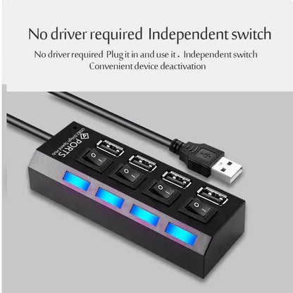 High Speed Usb Hub 2.0 Adapter Expander Multi Usb Splitter Multiple Extender Led Switch Lamp For Pc Laptop 4 Ports 7 Ports - ALPENZO