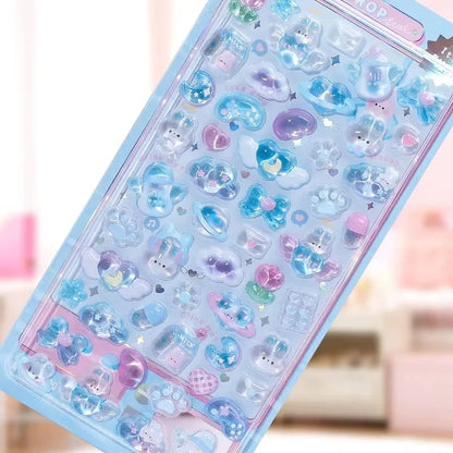1 pc 3D Relief Stickers Scrapbooking Creative Candy Ghost Rabbit Drop Diy Diary Stationery Sticker Decor Cute Aesthetic Stickers ALPENZO