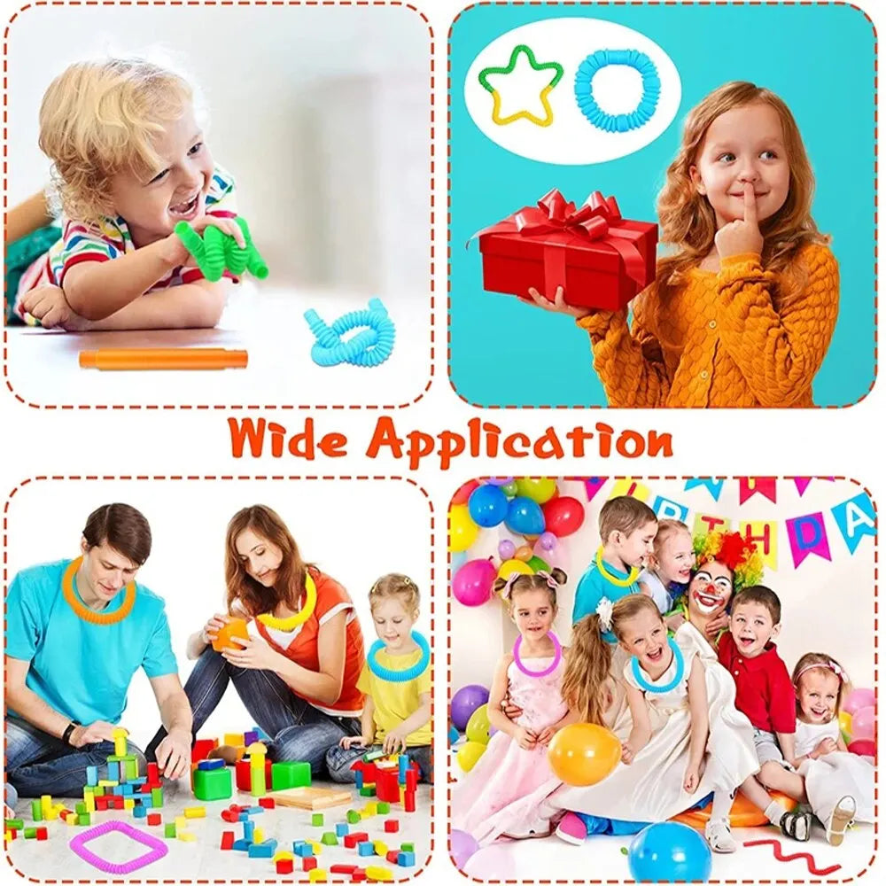 8PCS Colorful Telescopic Tube Pop Tube Stretching Tube Corrugated Tube Children Adult Stress Relief Toy Educational Folding Toys ALPENZO