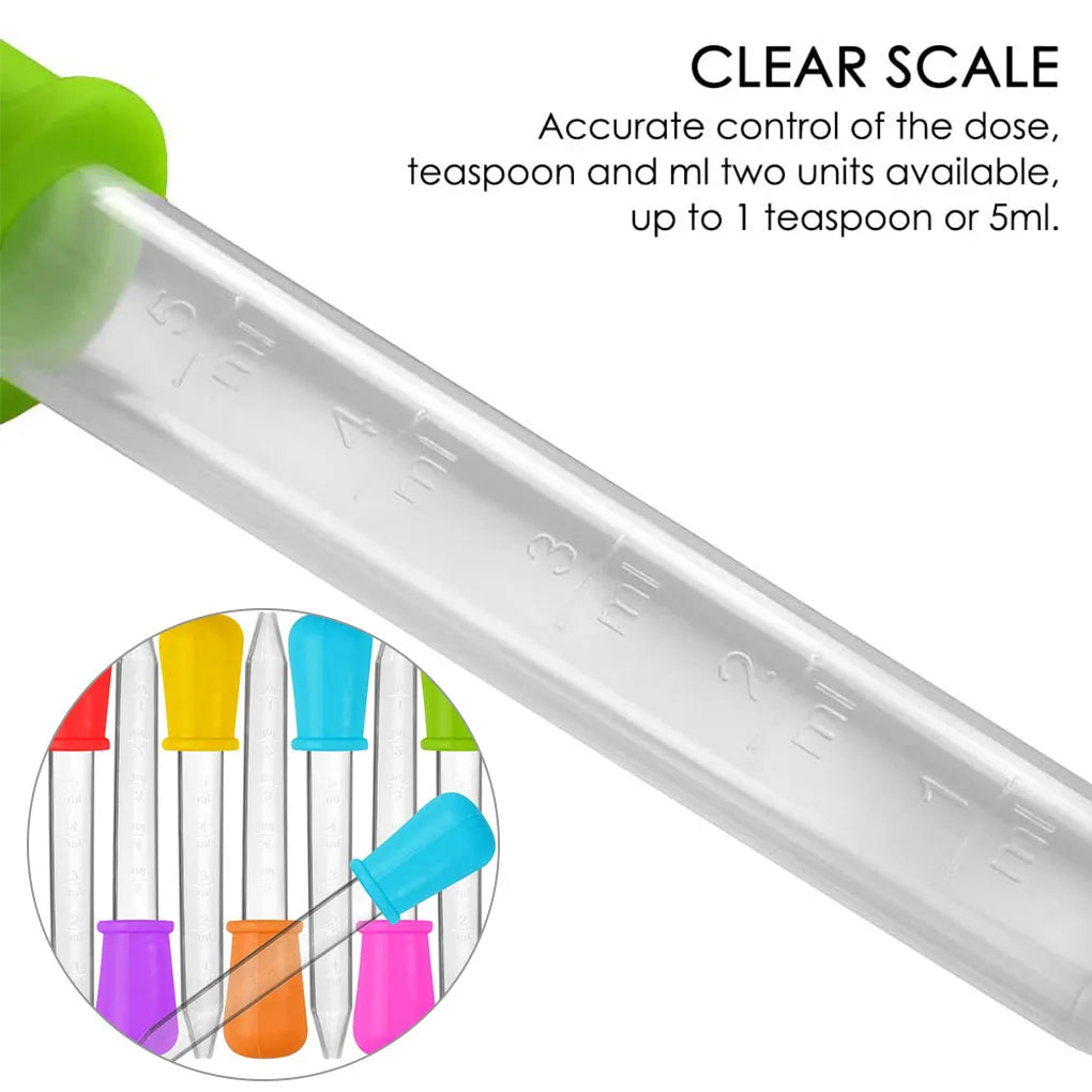 5PCS 5ml Small Silicone Plastic Pipette Dropper Feeding Medicine Liquid Eye Ear Pipette Dropper Lab Experiment Toys Gift ALPENZO