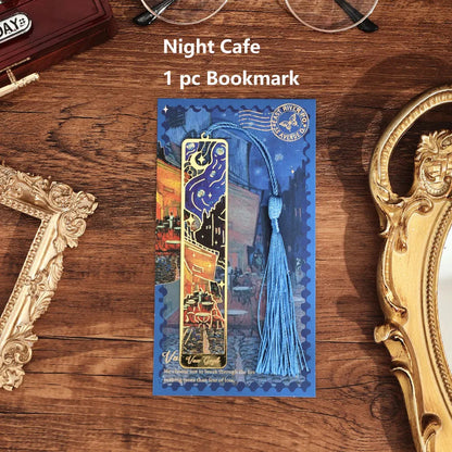 1 pc Retro Floral Painting Metal Bookmark Hollow Bronzing Bookmark With Tassel For Book Club Reader Writers Book Lovers Students ALPENZO