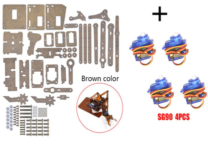 SG90 MG90S 4 Dof Unassembly Acrylic Mechanical Robot Manipulator Claw Kit For Arduino Robot Arm STEAM Kit Programming Robot Arm ALPENZO
