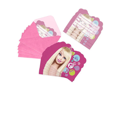 Barbie Birthday Party Supplies Pink Girl Disposable Tableware Banner Cupcake Topper Background Princess Balloons Gift Bag ALPENZO