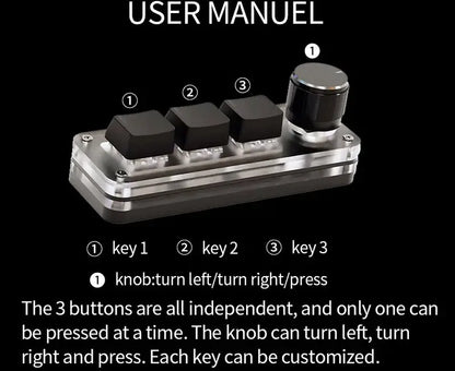 Macropad Macro Mechanical Keyboard RGB Mini Gaming Custom Programming Knob Keypads Red Switch 3 Keys For Photoshop - ALPENZO