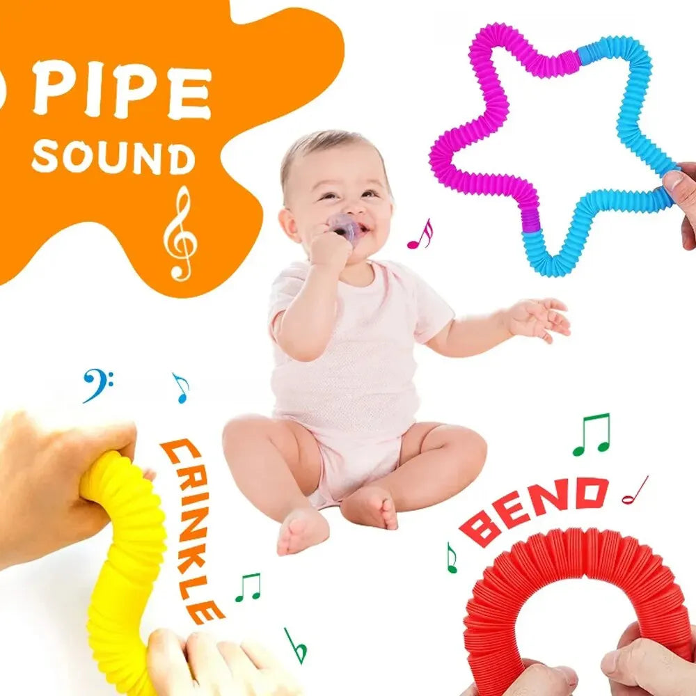 8PCS Colorful Telescopic Tube Pop Tube Stretching Tube Corrugated Tube Children Adult Stress Relief Toy Educational Folding Toys ALPENZO