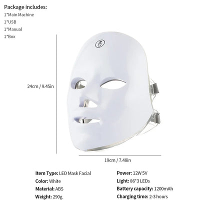 7 Colors Led Facial Mask With Neck Red Light Therapy Mask For Skin Tightening Lifting Anti-aging Bio-Light Beauty Whitening Home ALPENZO