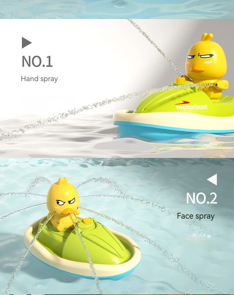 Cute Duck Bathtub Boat Toy with 3 Emotional Ducks Automatic Water Spray Toys for Toddlers, Sensory Interactive Baby Shower Gift ALPENZO