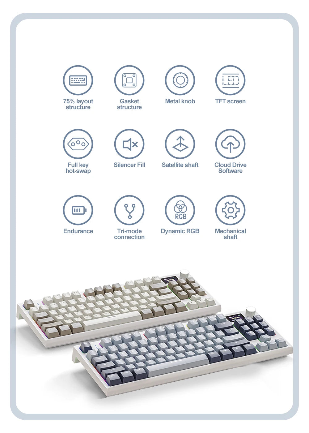 K86 Wireless Hot-Swappable Mechanical Keyboard Bluetooth/2.4g With Display Screen and Volume Rotary Button for Games and Work - ALPENZO