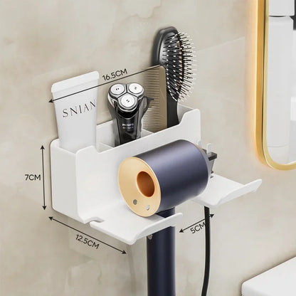 No Punching Hair Dryer Holder Makeup Hair Tool Storage Rack Wall Shaver Comb Sundries Shelf Bathroom Organizer Home Accessories