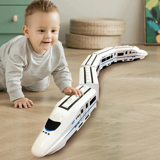 Kids DIY Simulation High Speed Railway Train Toy Car Electric Sound Light Model Train Educational Toys Boys Girls Gift Birthday ALPENZO