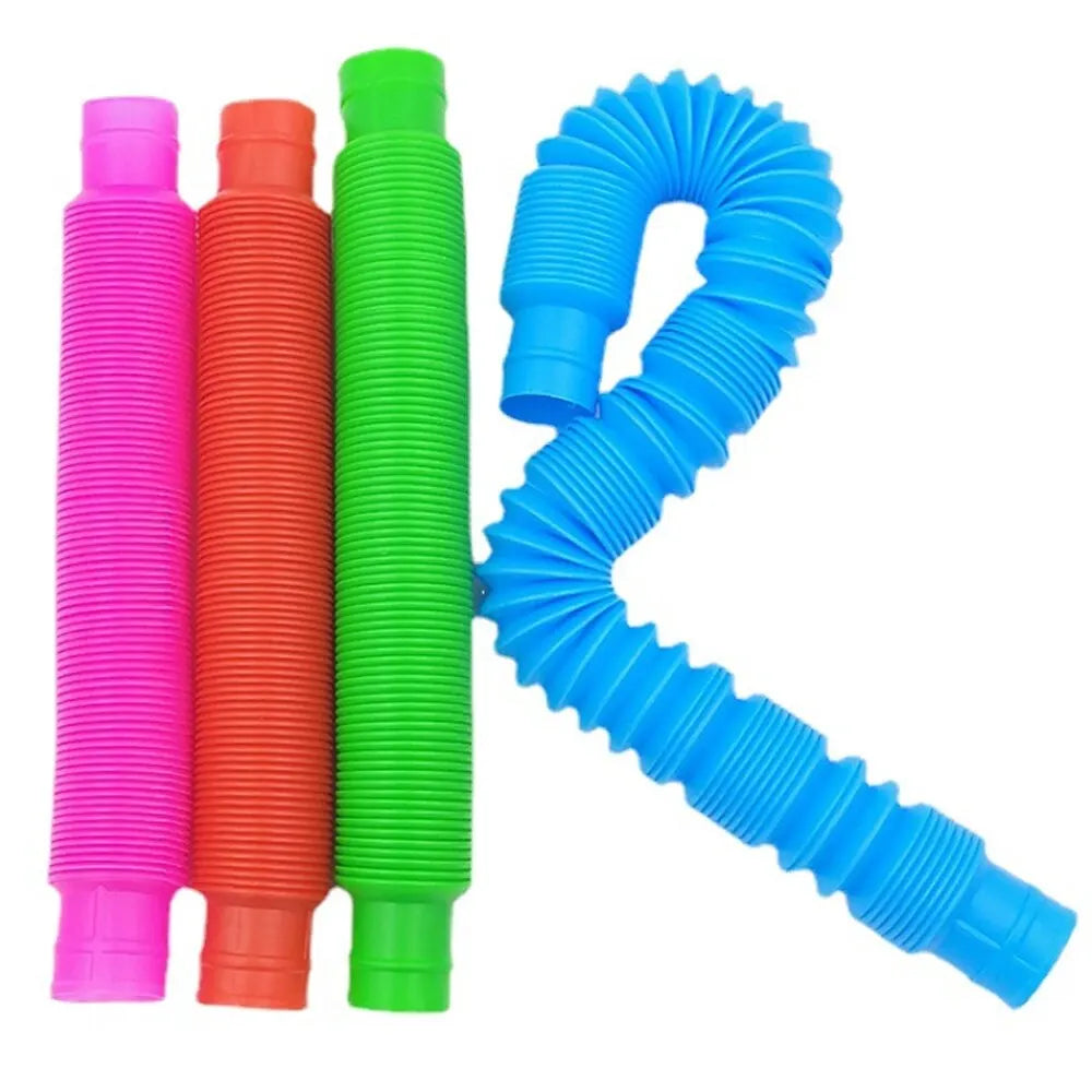 8PCS Colorful Telescopic Tube Pop Tube Stretching Tube Corrugated Tube Children Adult Stress Relief Toy Educational Folding Toys ALPENZO