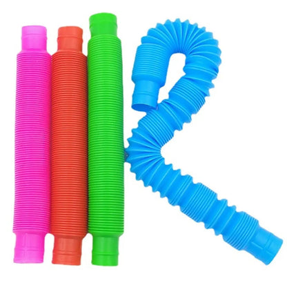 8PCS Colorful Telescopic Tube Pop Tube Stretching Tube Corrugated Tube Children Adult Stress Relief Toy Educational Folding Toys ALPENZO