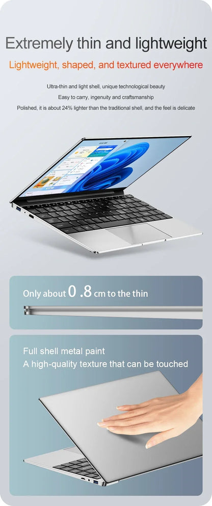 Laptop Intel Pentium N3700 16GB RAM 1024GB SSD Notebook 1920*1080 Resolution Windows 11 Unlock Computer Office Study gamer PC - ALPENZO