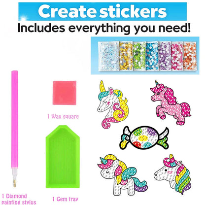 12 Create Big Gem Diamond Painting Sticker Kit Art Craft Girls Boys Unicorn Animal Sealife Magical Mosaic Dot Sticky Toys Gifts ALPENZO
