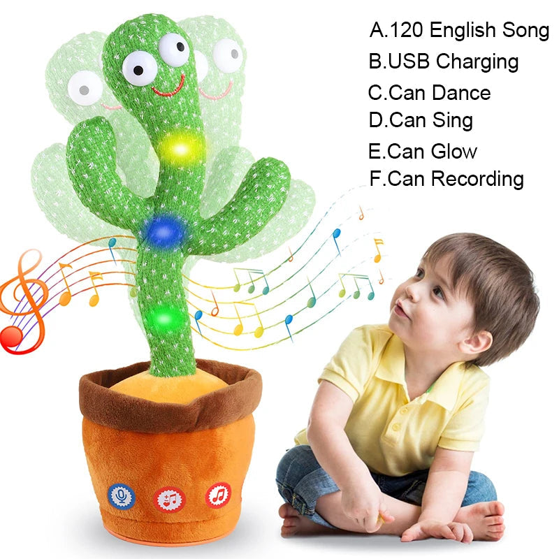 Dancing Cactus 120 Song Speaker Talking Usb Battery Voice Repeat Plush Cactu Dancer Toy Talk Plushie Stuffed Toys For Kids Gift ALPENZO
