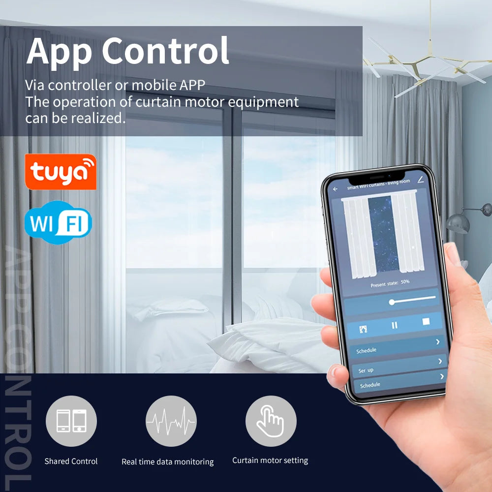 Smart Tuya Wifi/Zigbee Electric Curtain Shutter Motor with RF Remote 22.5CM Size APP Control Alexa Google Assistant SmartThings - ALPENZO
