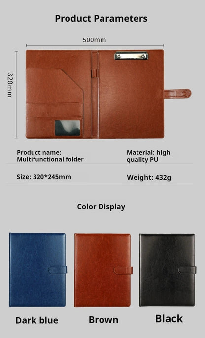 Multifunctional A4 Conference Folder Business Stationery Folder Leather Contract File Folders ALPENZO