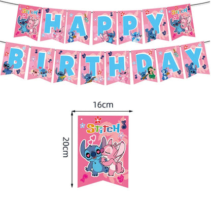 Disney Pink Lilo&Stitch Birthday Party Decorations Disposable Plate Angel Balloon Baby Shower Girls Birthday Party Supplies ALPENZO