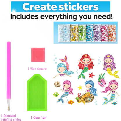 12 Create Big Gem Diamond Painting Sticker Kit Art Craft Girls Boys Unicorn Animal Sealife Magical Mosaic Dot Sticky Toys Gifts ALPENZO