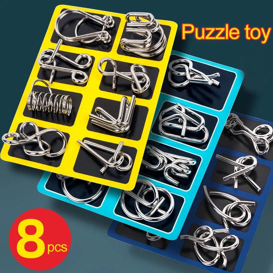 8Pcs/Set Metal Montessori Puzzle Wire  Mind Brain Teaser Puzzles Children Adults Interactive Game Reliever Educational Toys ALPENZO