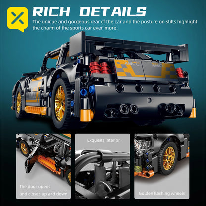 ToylinX 1/18 Sports Car Series Collectible Car 520pcs Building Technology Model Boy Kids Educational Racing Toy for Festive gift ALPENZO