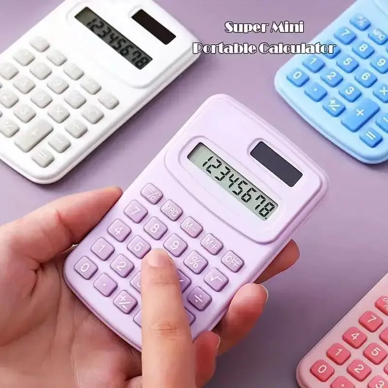 Small Solar Calculator Portable Calculator Cute 8 Digits LCD Electronic Calculator Home Office Primary School Teaching Supplies ALPENZO