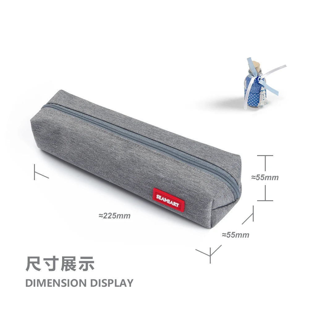 SeamiArt 1pc Small Solid Color Simple Zipper Kawai Pencil Case Mini Pen Bags Papeleria Stationery for School Office Suppliers ALPENZO