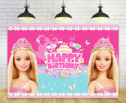 Barbie Birthday Party Supplies Pink Girl Disposable Tableware Banner Cupcake Topper Background Princess Balloons Gift Bag ALPENZO