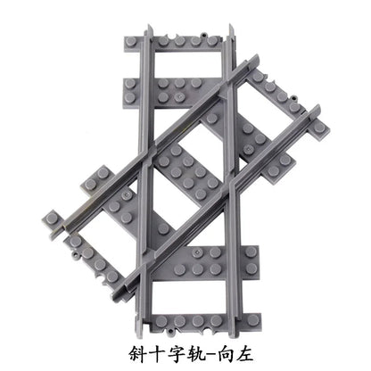 MOC City Train Rail Crossing Flexible Tracks Forked Straight Curved Rails Switch Building Block Bricks Creative DIY Toys ALPENZO