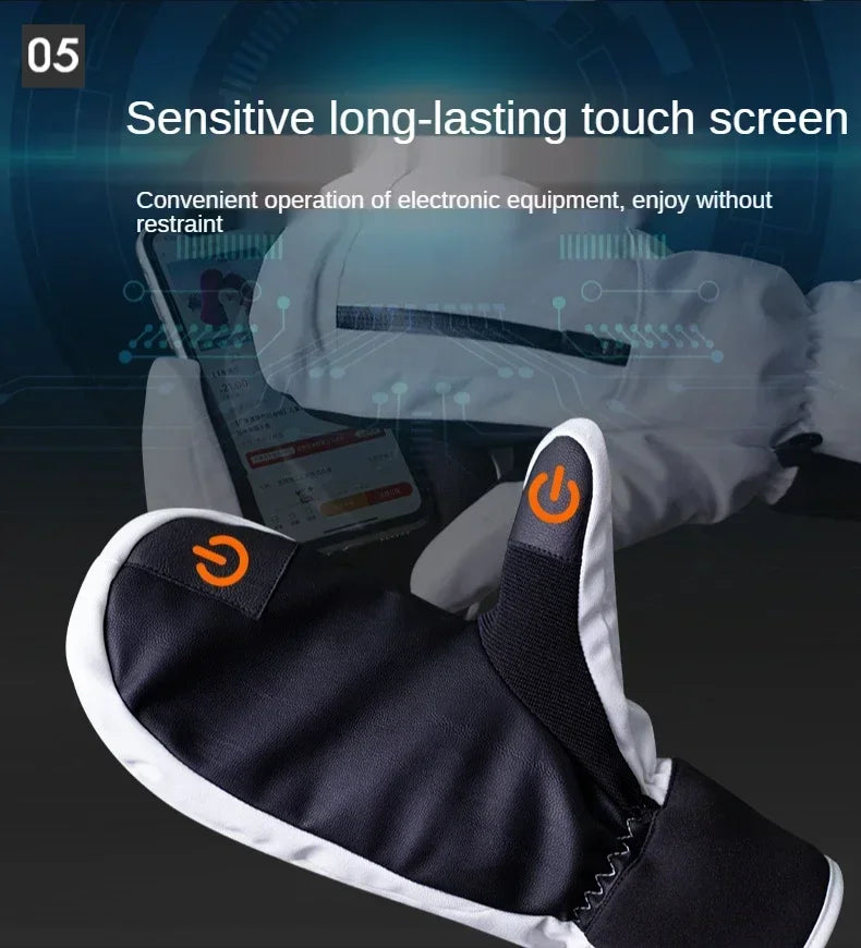 New 2025 Men Women Winter Touch Screen Waterproof Windproof Thermal Thick Snowboarding Snow Gloves Snowmobile Skiing Mittens