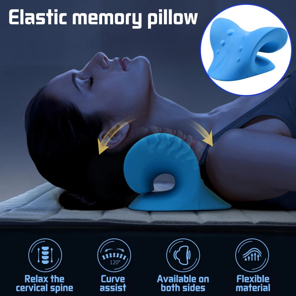 Cervical Neck Shoulder Stretcher Massage Pillow Traction Device Muscle Relaxation Relieve  Pain Cervical Spine Correction - ALPENZO
