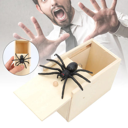 Trick Spider Funny Scare Box Wooden Hidden Box Quality Prank Wooden Scare Box Fun Game Prank Trick Friend Office Toys ALPENZO