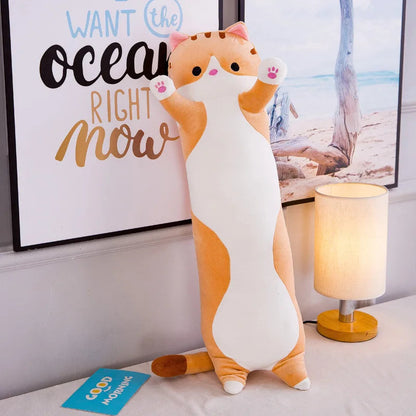 50/70cm Cute Soft Long Cat Plush Toys Stuffed Pause Office Nap Pillow Bed Sleep Home Decor Gift Doll for Kids Girl ALPENZO